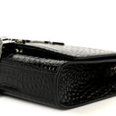 Calfskin Crocodile Embossed Small Classic Monogram Kate Tassel Satchel Black