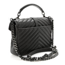 Sheepskin Matelasse Chevron Monogram Medium College Bag Asphalt