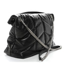 Lambskin Quilted Medium Loulou Puffer Monogram Chain Satchel Black