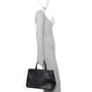City Calf Hand Stitched Large Galleria Double Zip Tote Black