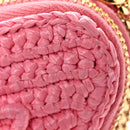 Raffia Calfskin Crochet Logo Embroidered Mini Triangle Pouch Petalo