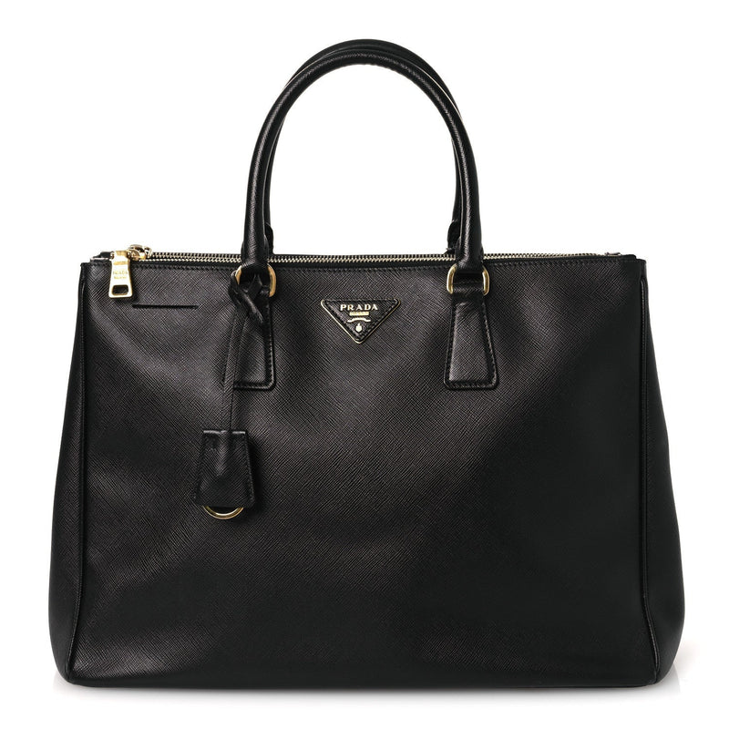 Saffiano Large Galleria Double Zip Tote Black