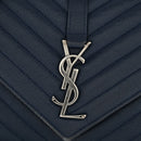 Sheepskin Matelasse Chevron Monogram Medium College Bag Navy