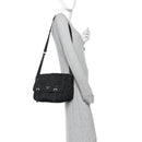 Tessuto Nylon Saffiano Double Buckle Messenger Shoulder Bag Black