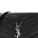 Grain De Poudre Matelasse Chevron Monogram Envelope Chain Wallet Black
