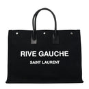 Linen Calfskin Rive Gauche Tote Black
