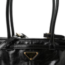 Glossy Calfskin Triangle Medium Bonnie Shoulder Bag Black