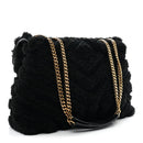 Shearling Y Quilted Monogram Medium Loulou Chain Satchel Black