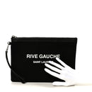 Linen Canvas Rive Gauche Zipped Pouch Black