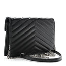 Grain De Poudre Matelasse Chevron Monogram Envelope Chain Wallet Black