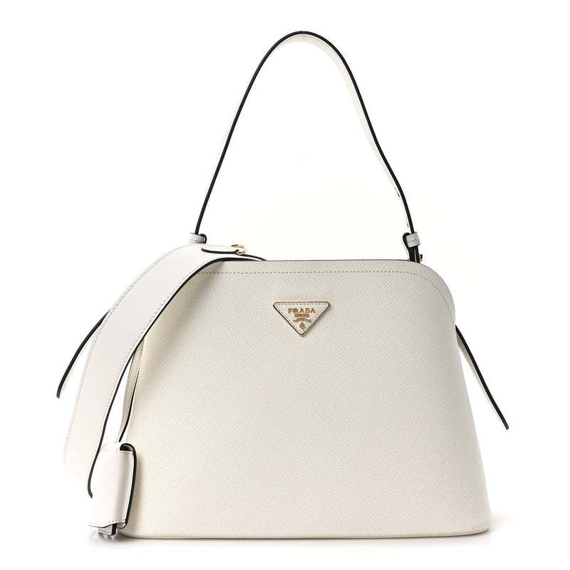 Saffiano Cuir Small Matinee Tote  Bianco Black