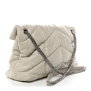 Lambskin Quilted Medium Loulou Puffer Monogram Chain Satchel Crema Soft