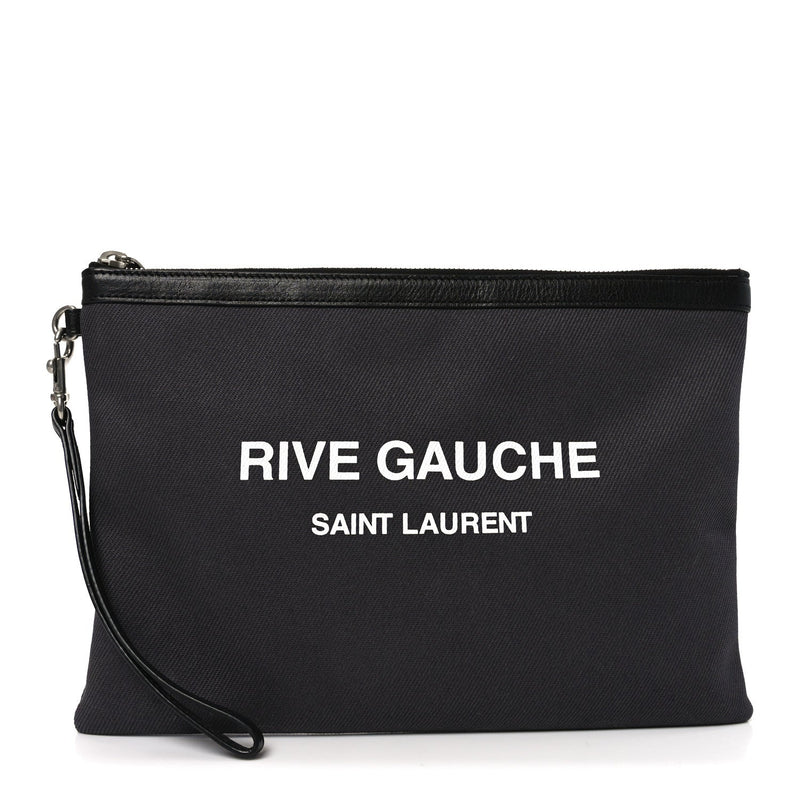 Linen Canvas Rive Gauche Zipped Pouch Black