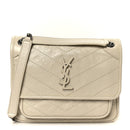 Crinkled Calfskin Matelasse Monogram Baby Niki Chain Satchel Crema Soft