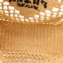Yarn Raffia Effect Crochet Logo Embroidered Small Tote Bag Naturale