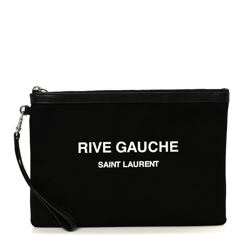 Linen Canvas Rive Gauche Zipped Pouch Black