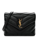 Calfskin Y Quilted Monogram Toy Loulou Crossbody Bag Black