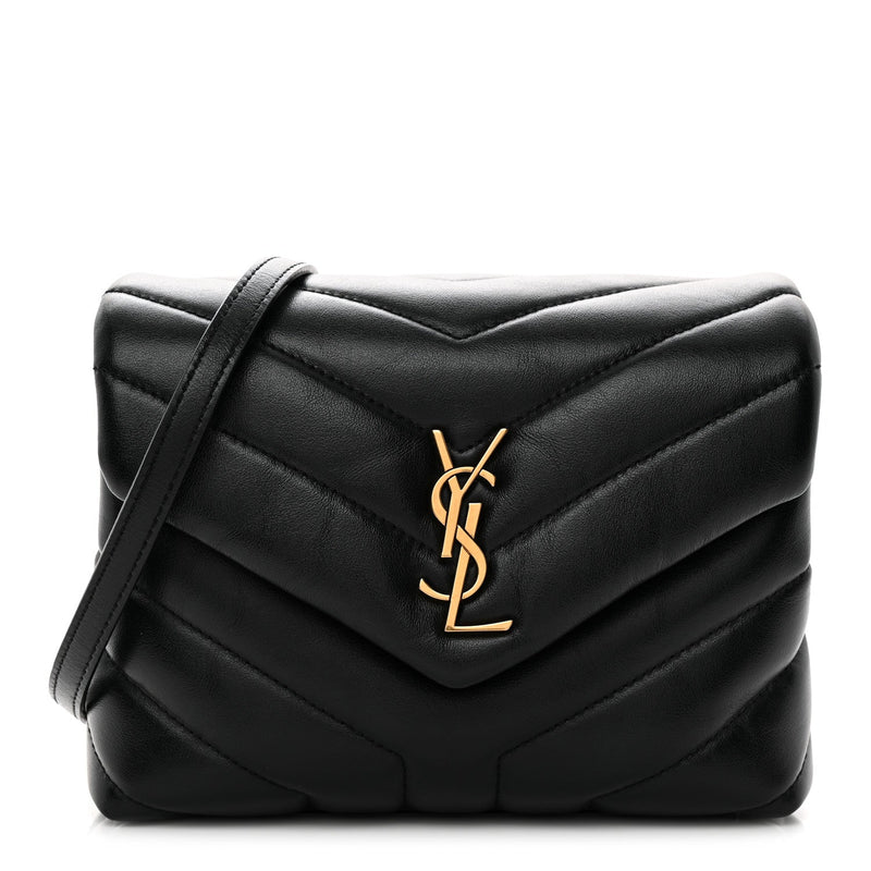 Calfskin Y Quilted Monogram Toy Loulou Crossbody Bag Black