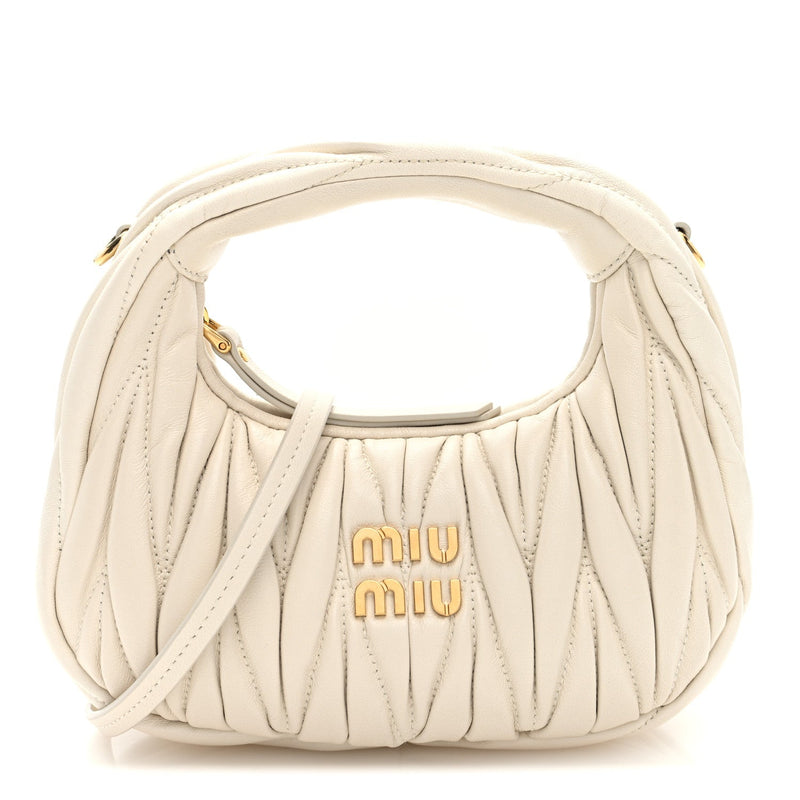 Nappa Matelasse Mini Wander Hobo White