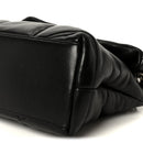 Lambskin Quilted Small Loulou Puffer Monogram Chain Satchel Black