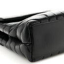 Calfskin Y Quilted Monogram Monochrome Small Loulou Chain Satchel Black