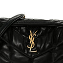 Lambskin Quilted Small Loulou Puffer Monogram Chain Satchel Black