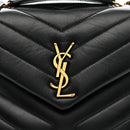 Calfskin Y Quilted Monogram Small Loulou Chain Satchel Black
