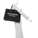 Linen Calfskin Rive Gauche Tote Black