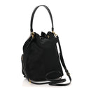 Nylon Vela Saffiano Mini Bucket Crossbody Bag Black