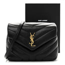 Calfskin Y Quilted Monogram Toy Loulou Crossbody Bag Black