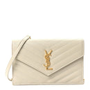 Grain De Poudre Matelasse Chevron Monogram Envelope Chain Wallet Crema Soft