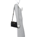 Tessuto Nylon Soft Calf Double Zip Crossbody Bag Black