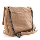 Crinkled Calfskin Matelasse Monogram Medium Niki Chain Satchel Light Taupe