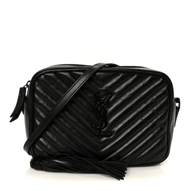 Calfskin Matelasse Monogram Monochrome Lou Camera Bag Black