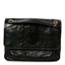 Crinkled Calfskin Matelasse Monogram Baby Niki Chain Satchel Black