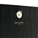 Calfskin Crocodile Embossed Medium Classic Monogram Kate Tassel Satchel Black
