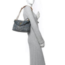 Denim Quilted Small Loulou Puffer Monogram Chain Satchel Blue Cinnamon