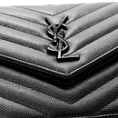 Grain De Poudre Matelasse Chevron Monogram Monochrome Envelope Chain Wallet Black