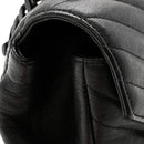 Sheepskin Matelasse Chevron Monogram Monochrome Large College Satchel Black