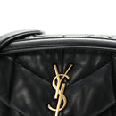 Lambskin Quilted Small Loulou Puffer Monogram Chain Satchel Black