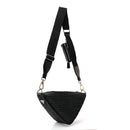 Yarn Raffia Effect Crochet Triangle Shoulder Bag Black