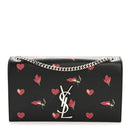 Calfskin Medium Heart Bolts Monogram Kate Satchel Black