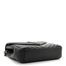 Sheepskin Matelasse Chevron Monogram Medium College Bag Black
