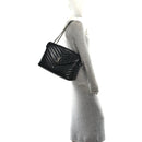 Calfskin Y Quilted Monogram Large Loulou Chain Satchel Black
