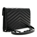 Grain De Poudre Matelasse Chevron Monogram Monochrome Envelope Chain Wallet Black