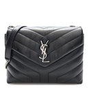 Calfskin Y Quilted Monogram Small Loulou Chain Satchel Black