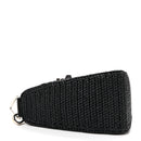 Yarn Raffia Effect Crochet Triangle Shoulder Bag Black