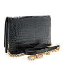 Calfskin Crocodile Embossed Kate Monogram Tassel Chain Wallet Black