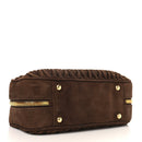 Suede Matelasse Large Arcadie Top Handle Bag Cocoa Brown