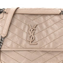 Crinkled Calfskin Matelasse Monogram Medium Niki Chain Satchel Light Natural